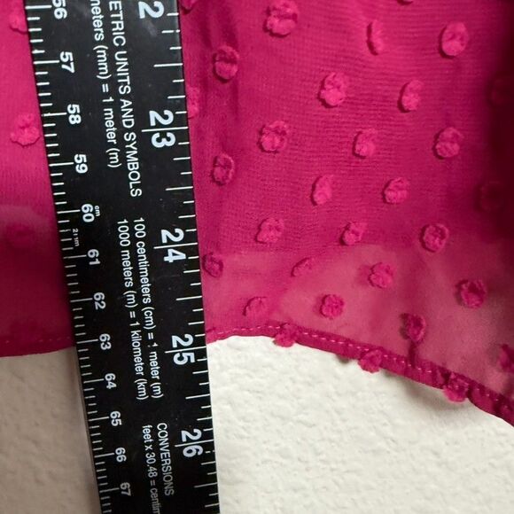 J Crew Blouse Women's Small Short Sleeve Polka Dot Lined Beery Pink Sheer Top - Picture 5 of 7